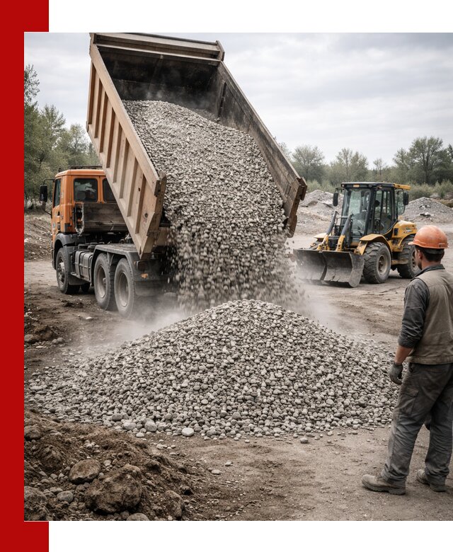 Доставка щебня в Южно-Сахалинске крупными и мелкими фракциями