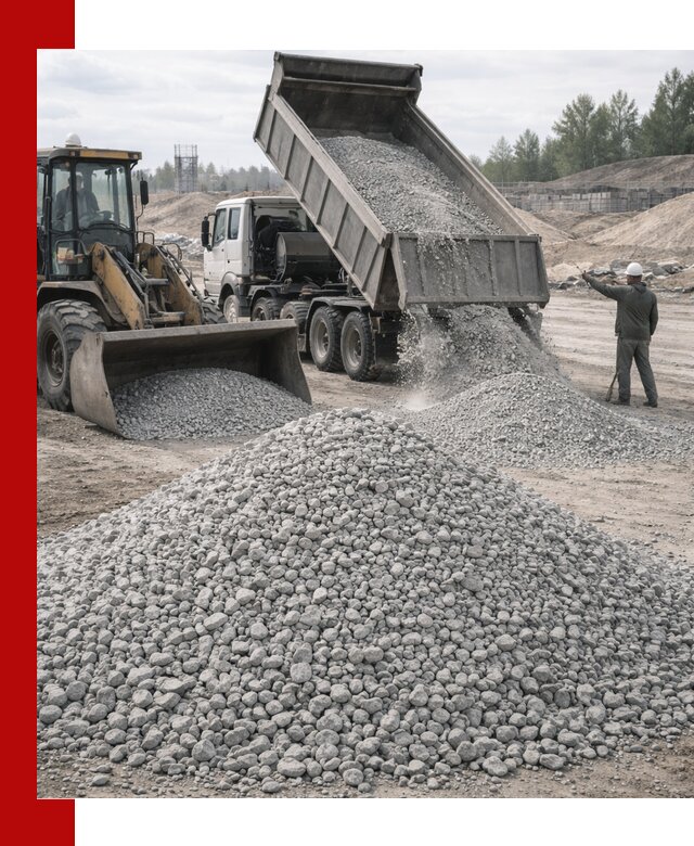 Доставка известнякового щебня фр. 5–20 в Южно-Сахалинске