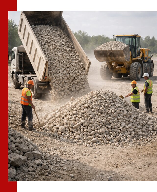 Доставка известнякового щебня фр. 40-70 в Южно-Сахалинске