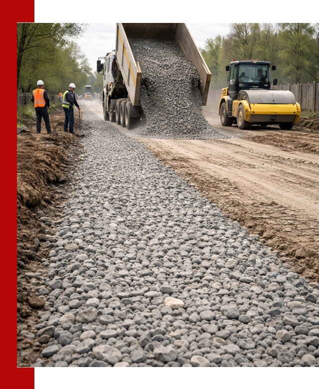 Доставка щебня для отсыпки дорог в Южно-Сахалинске высокого качества
