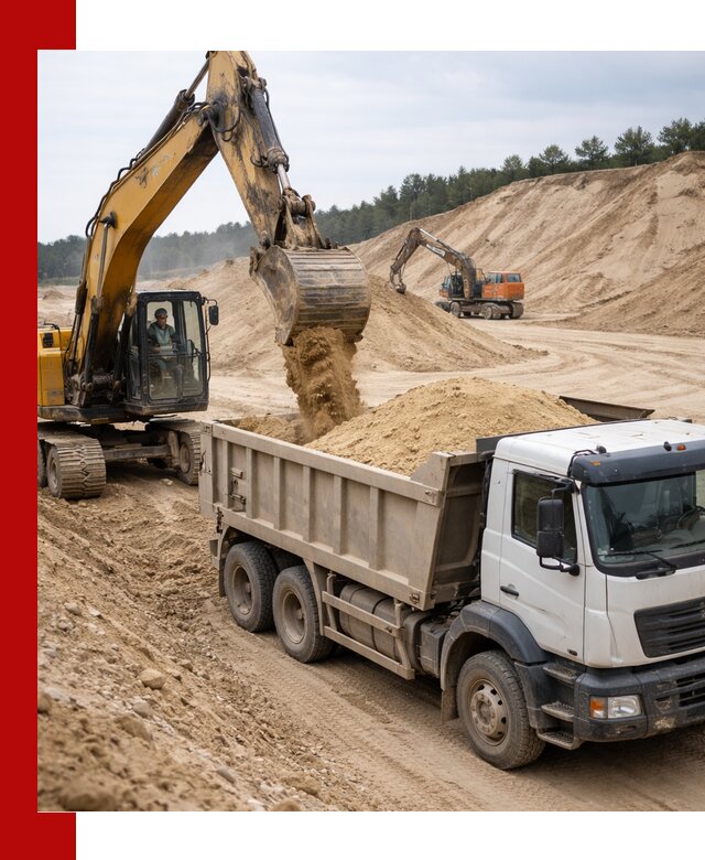 Доставка карьерного песка с самосвалами и разгрузкой в Южно-Сахалинске
