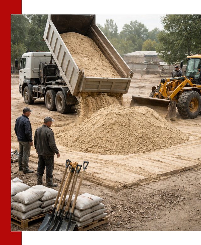 Доставка мытого песка в Южно-Сахалинске с самосвалами по выгодной цене