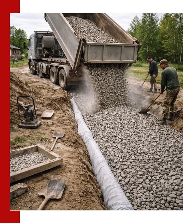 Гравий для дренажа с доставкой в Южно-Сахалинске качественный и недорогой