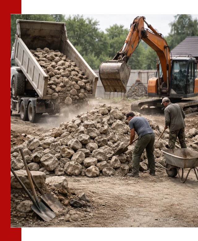 Доставка и разгрузка бутового камня в Южно-Сахалинске