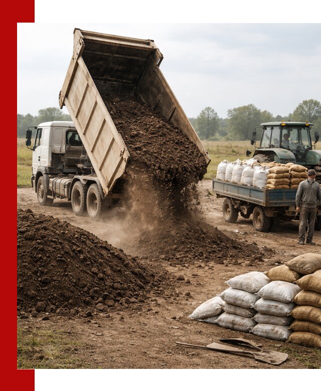 Доставка грунта и удобрений оптом в Южно-Сахалинске для сельхоз и строительства