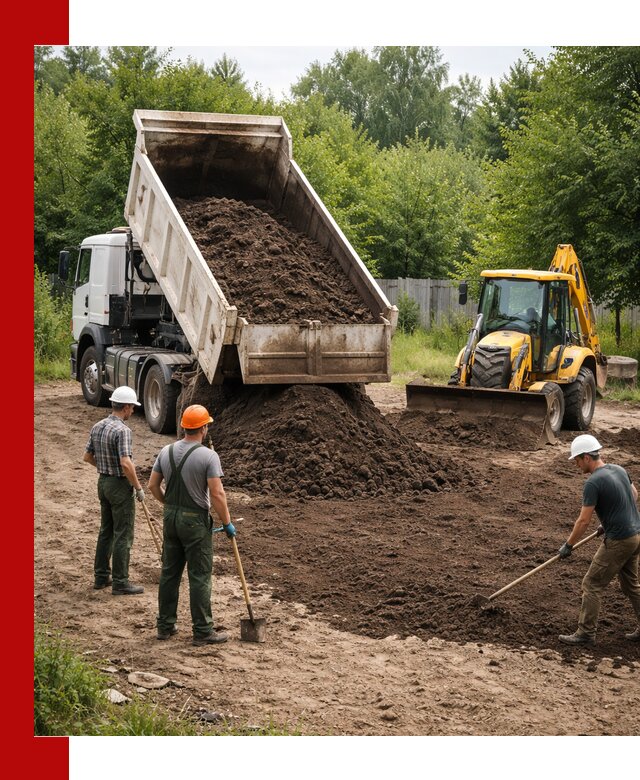 Доставка и укладка грунта для выравнивания участка в Южно-Сахалинске