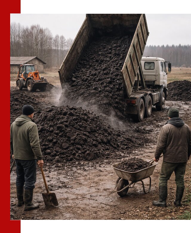 Доставка низинного торфа с разгрузкой и доставкой в Южно-Сахалинске