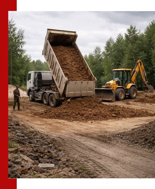 Доставка суглинка самосвалами в Южно-Сахалинске подсыпка и планировка