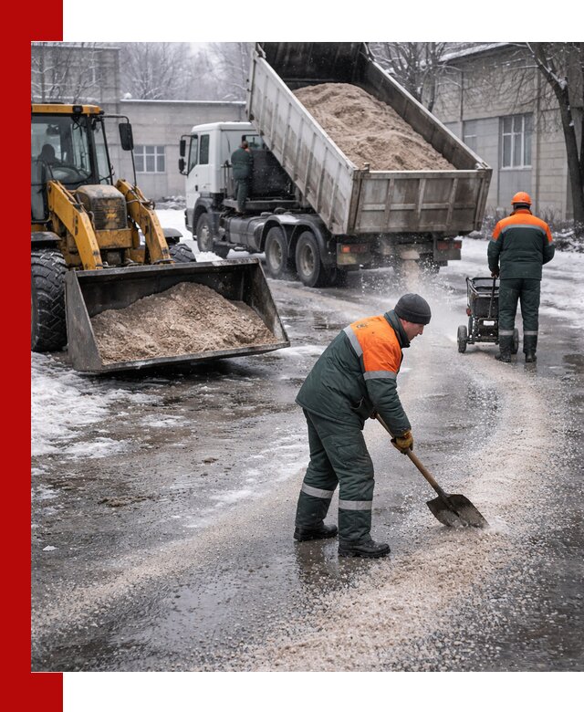 Реагент против гололеда с доставкой и нанесением в Южно-Сахалинске