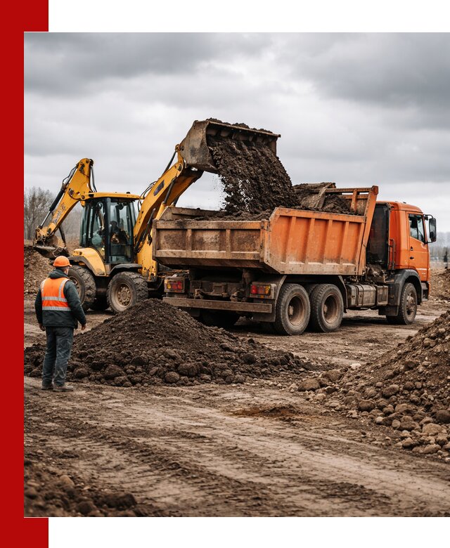 Вывоз грунта и строительного мусора в Южно-Сахалинске грузовыми самосвалами