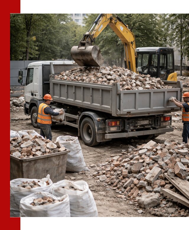 Вывоз строительного мусора в Южно-Сахалинске с самосвалами и контейнерами